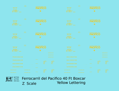 Ferrocarril Del Pacifico FCP 40 Ft Steel Boxcar Yellow Mexico