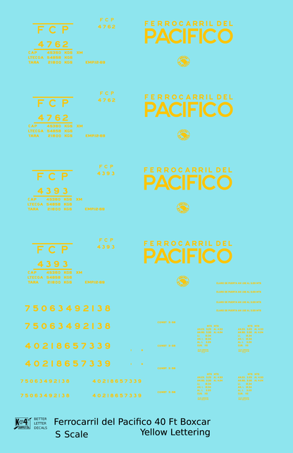 Ferrocarril Del Pacifico FCP 40 Ft Steel Boxcar Yellow Mexico