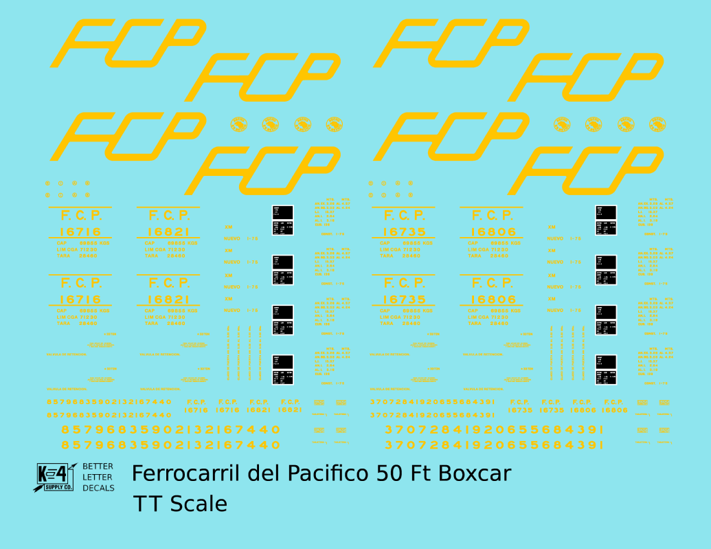 FCP Ferrocarril Del Pacifico 50 Ft Boxcar Yellow