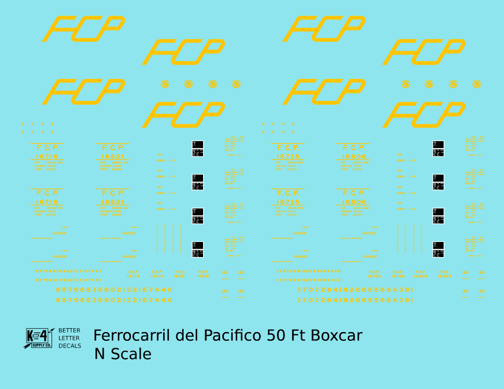 FCP Ferrocarril Del Pacifico 50 Ft Boxcar Yellow