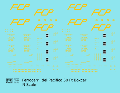 FCP Ferrocarril Del Pacifico 50 Ft Boxcar Yellow