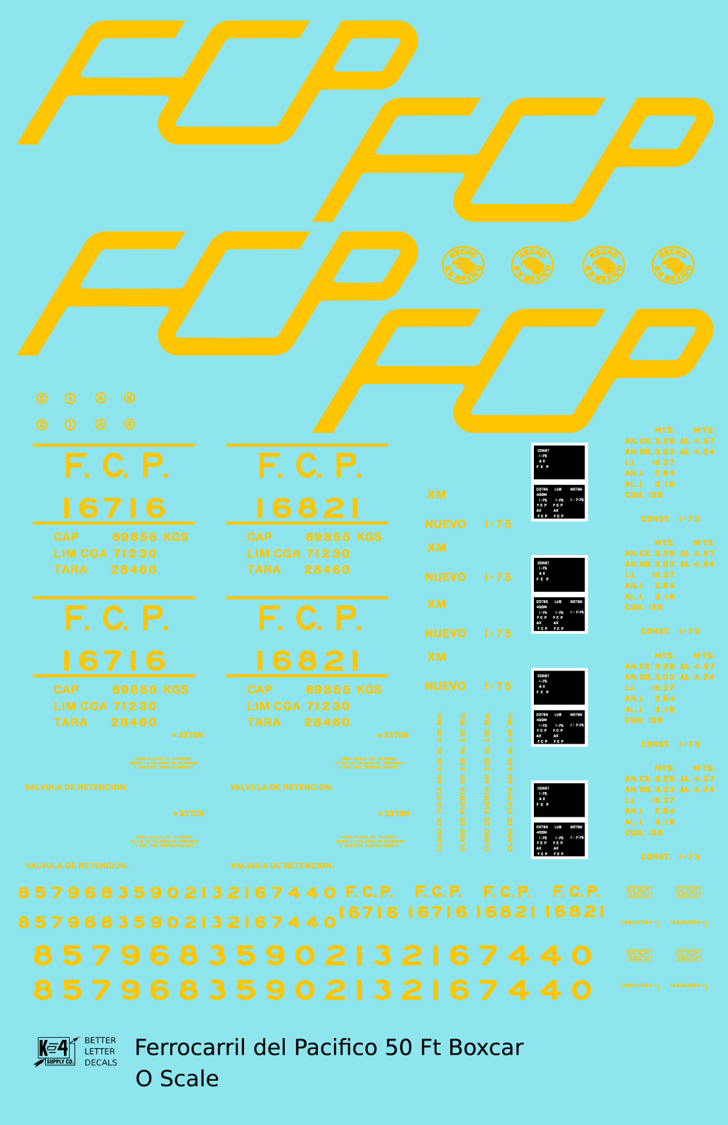 FCP Ferrocarril Del Pacifico 50 Ft Boxcar Yellow