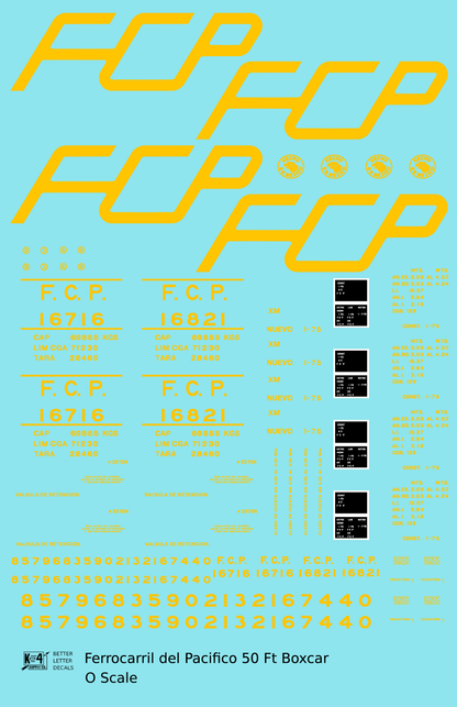 FCP Ferrocarril Del Pacifico 50 Ft Boxcar Yellow