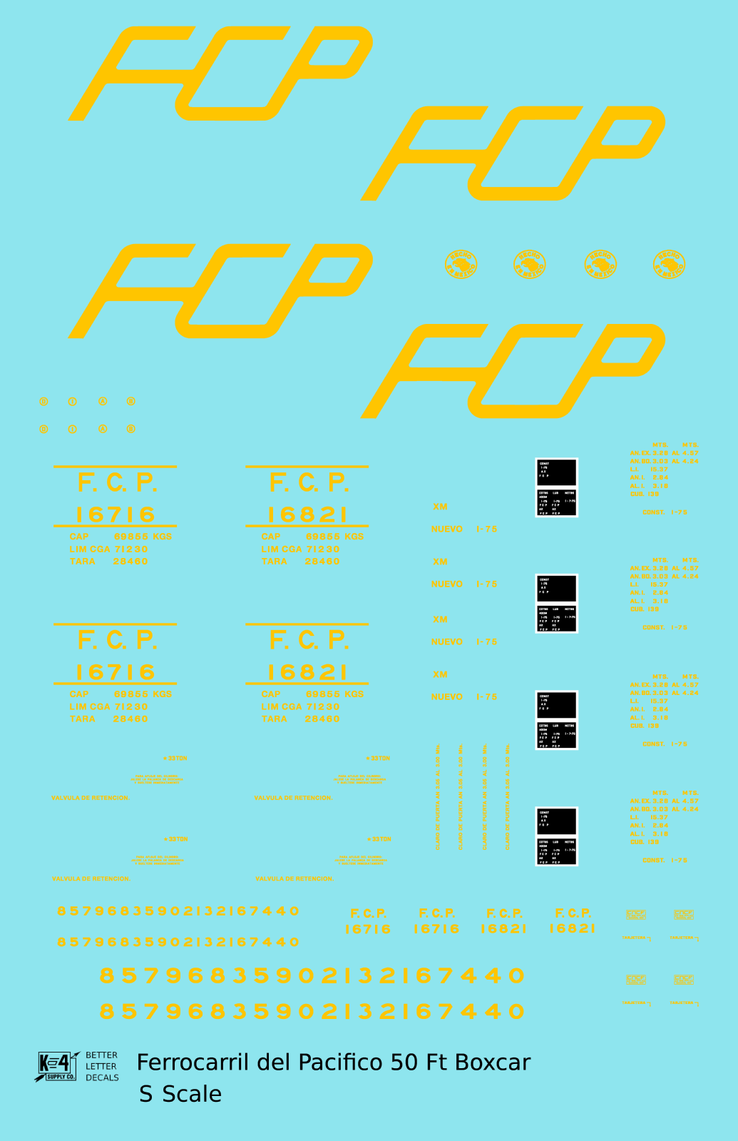 FCP Ferrocarril Del Pacifico 50 Ft Boxcar Yellow