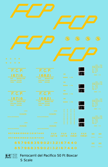 FCP Ferrocarril Del Pacifico 50 Ft Boxcar Yellow