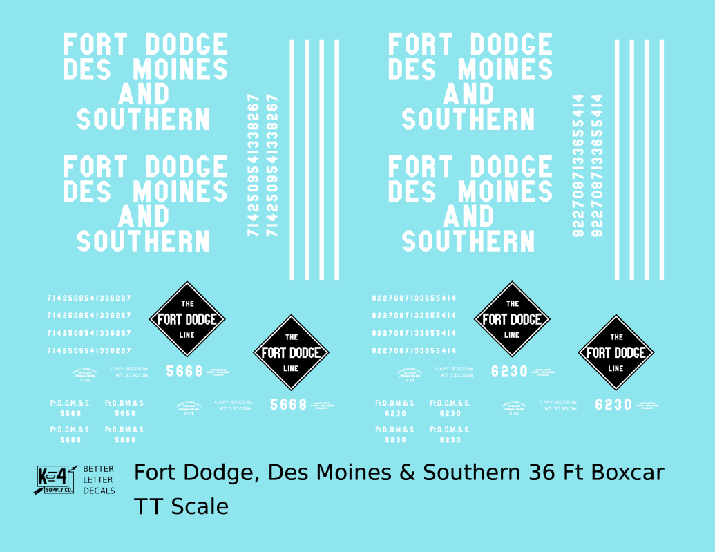 Fort Dodge Des Moines & Southern Line 36 Ft Wood Boxcar White FDDMS
