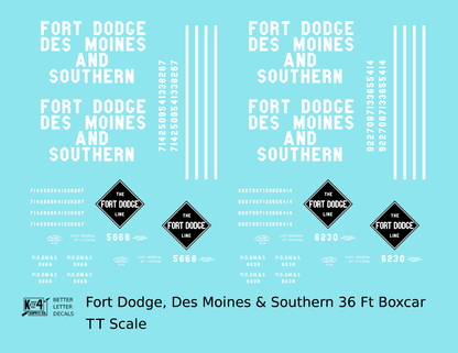 Fort Dodge Des Moines & Southern Line 36 Ft Wood Boxcar White FDDMS
