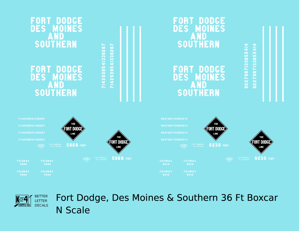 Fort Dodge Des Moines & Southern Line 36 Ft Wood Boxcar White FDDMS