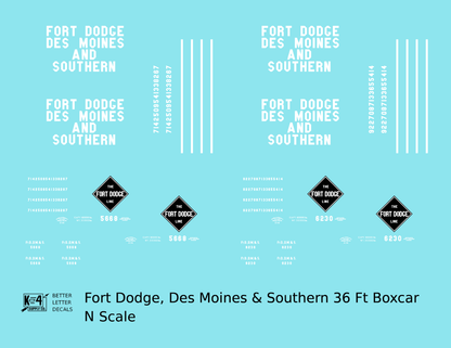 Fort Dodge Des Moines & Southern Line 36 Ft Wood Boxcar White FDDMS