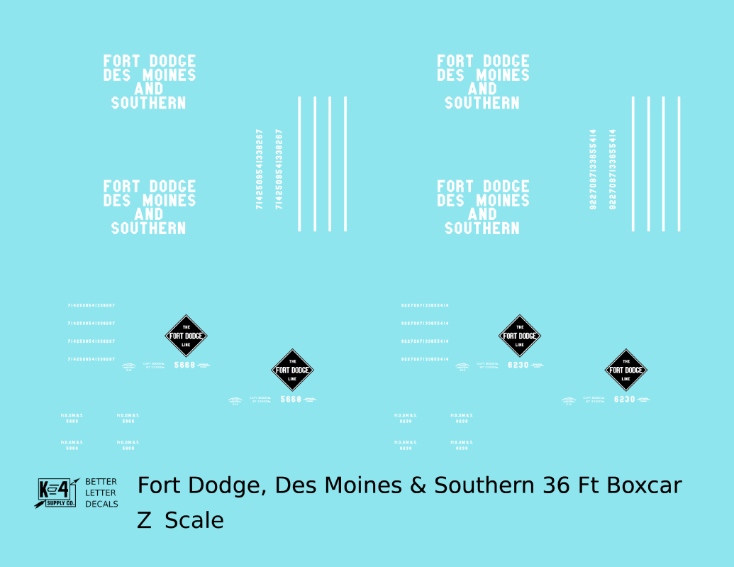 Fort Dodge Des Moines & Southern Line 36 Ft Wood Boxcar White FDDMS