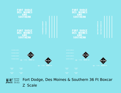 Fort Dodge Des Moines & Southern Line 36 Ft Wood Boxcar White FDDMS