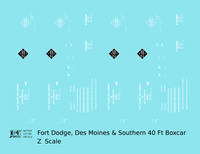 Fort Dodge, Des Moines and Southern 40 Ft Steel Boxcar White and Black FDDMS - Decal - Choose Scale