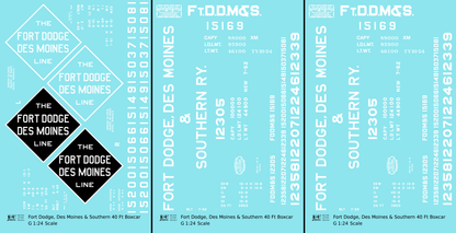 Fort Dodge, Des Moines and Southern 40 Ft Steel Boxcar White and Black FDDMS