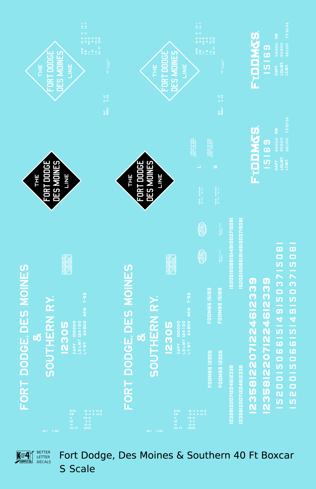 Fort Dodge, Des Moines and Southern 40 Ft Steel Boxcar White and Black FDDMS