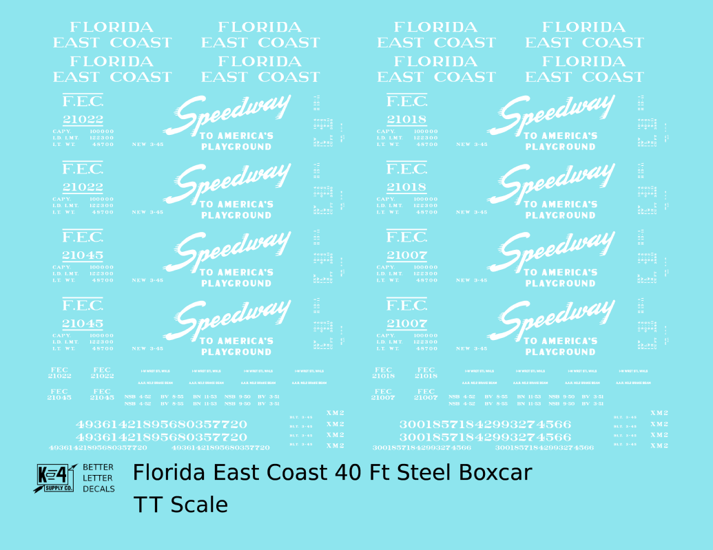Florida East Coast 40 Ft Boxcar White