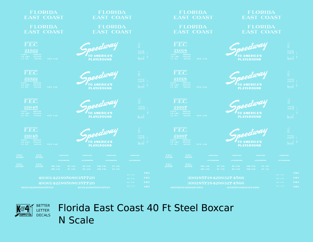 Florida East Coast 40 Ft Boxcar White