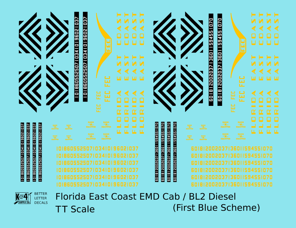 Florida East Coast BL2, Cab Diesel Yellow First Blue Scheme