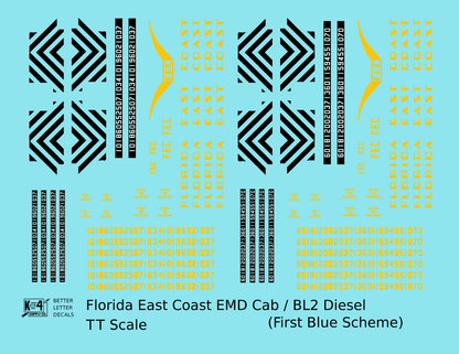 Florida East Coast BL2, Cab Diesel Yellow First Blue Scheme