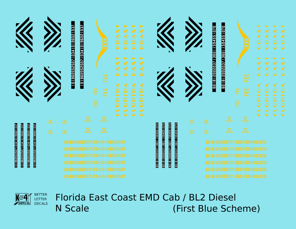 Florida East Coast BL2, Cab Diesel Yellow First Blue Scheme
