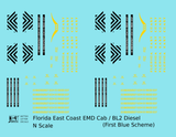 Florida East Coast BL2, Cab Diesel Yellow First Blue Scheme