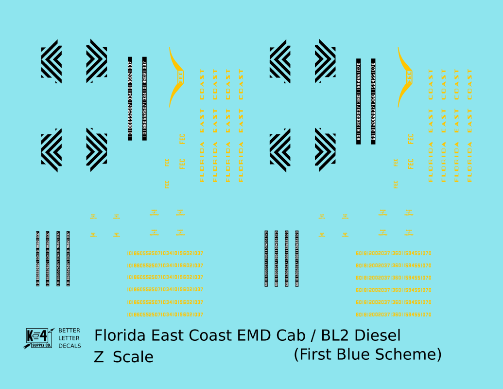 Florida East Coast BL2, Cab Diesel Yellow First Blue Scheme
