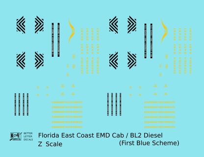 Florida East Coast BL2, Cab Diesel Yellow First Blue Scheme