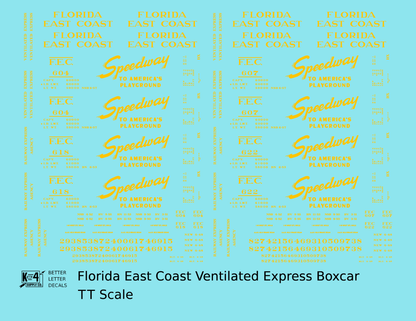 Florida East Coast 40 Ft Express Boxcar Yellow