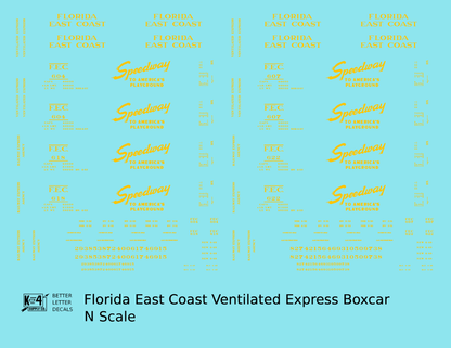 Florida East Coast 40 Ft Express Boxcar Yellow