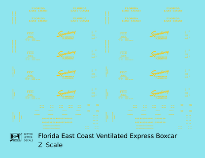 Florida East Coast 40 Ft Express Boxcar Yellow