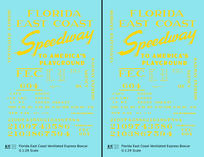 Florida East Coast 40 Ft Express Boxcar Yellow