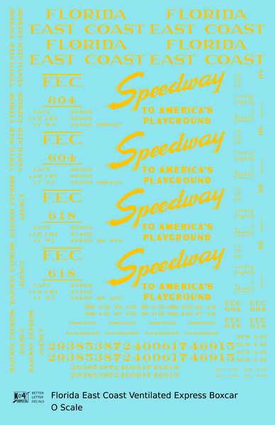 Florida East Coast 40 Ft Express Boxcar Yellow