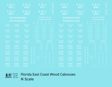 Florida East Coast Wood Caboose White  - Decal - Choose Scale