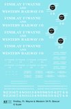 Findlay, Fort Wayne and Western 34 Ft Wood Boxcar White and Black Tangent Line - Decal Sheet