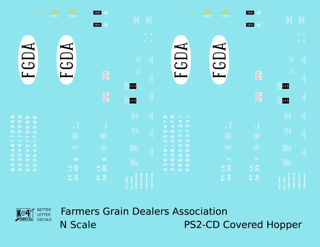Farmers Grain Dealers Association FGDA PS-2CD Covered Hopper White and Black