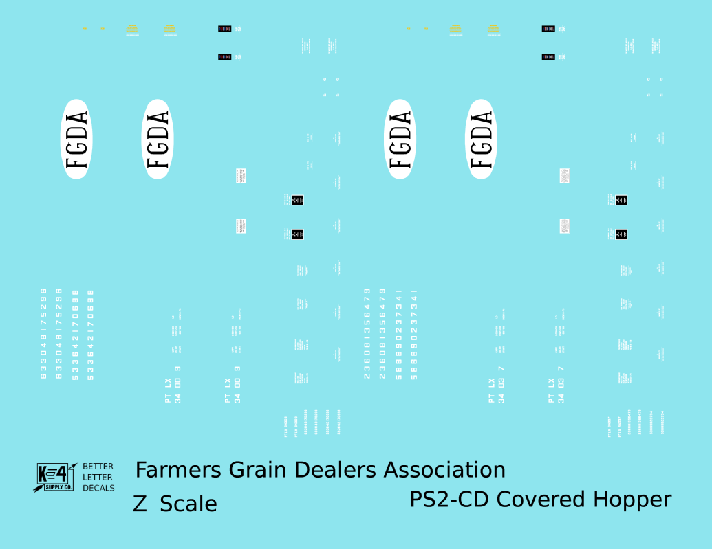 Farmers Grain Dealers Association FGDA PS-2CD Covered Hopper White and Black