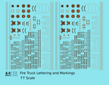 Fire Truck Markings  Bronze, Silver and Black  - Decal - Choose Scale