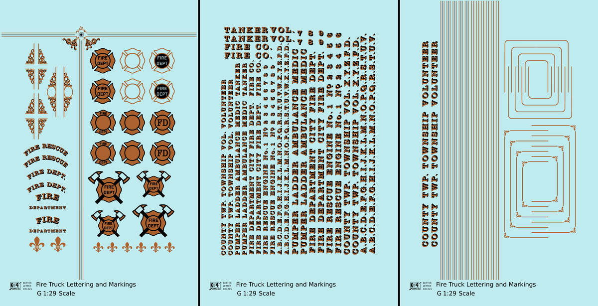 Fire Truck Markings  Bronze, Silver and Black