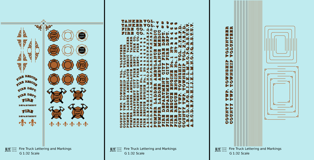 Fire Truck Markings  Bronze, Silver and Black