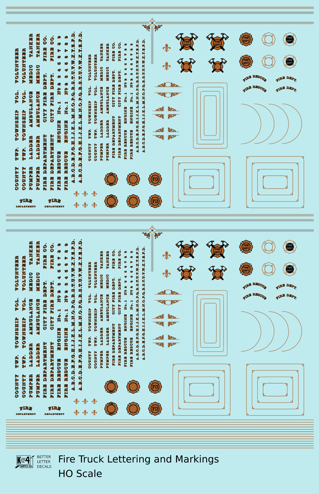 Fire Truck Markings  Bronze, Silver and Black