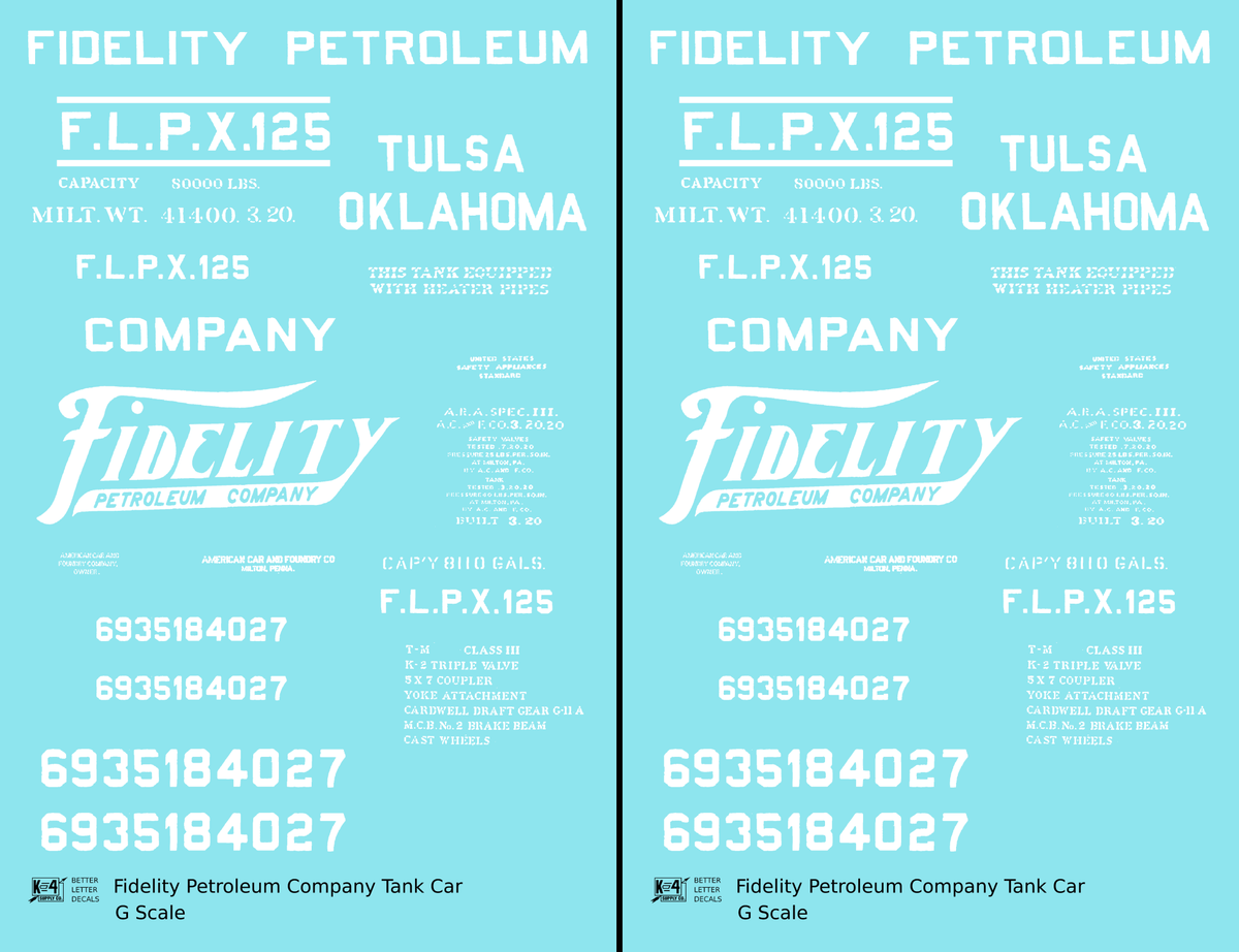 Fidelity Petroleum Tank Car White