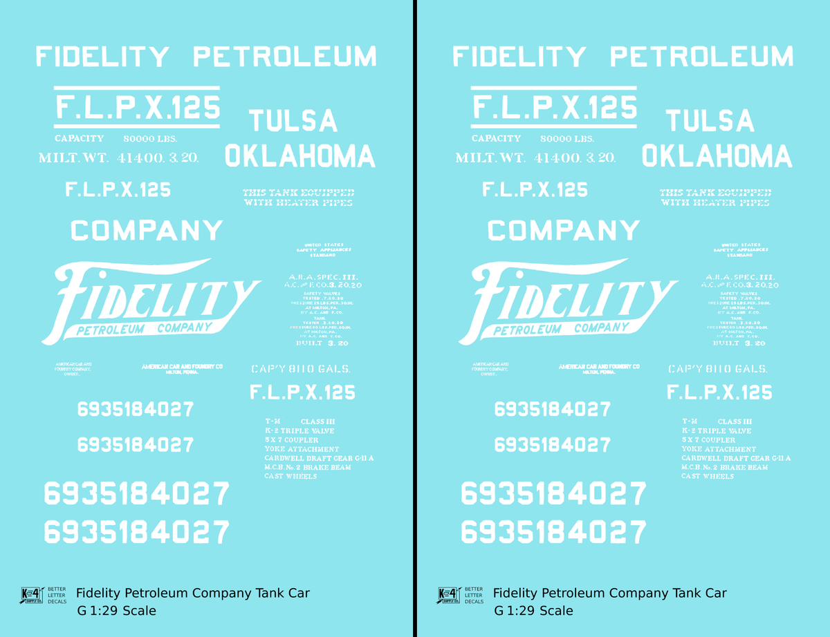 Fidelity Petroleum Tank Car White
