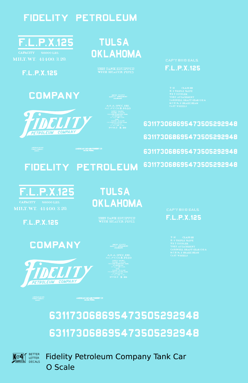 Fidelity Petroleum Tank Car White