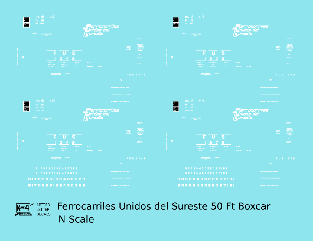 Ferrocarriles Unidos Del Sureste 50 Ft Ribbed Boxcar White Mexico