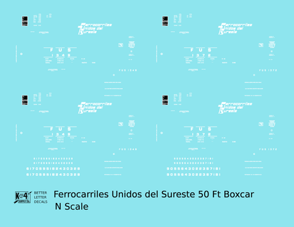 Ferrocarriles Unidos Del Sureste 50 Ft Ribbed Boxcar White Mexico
