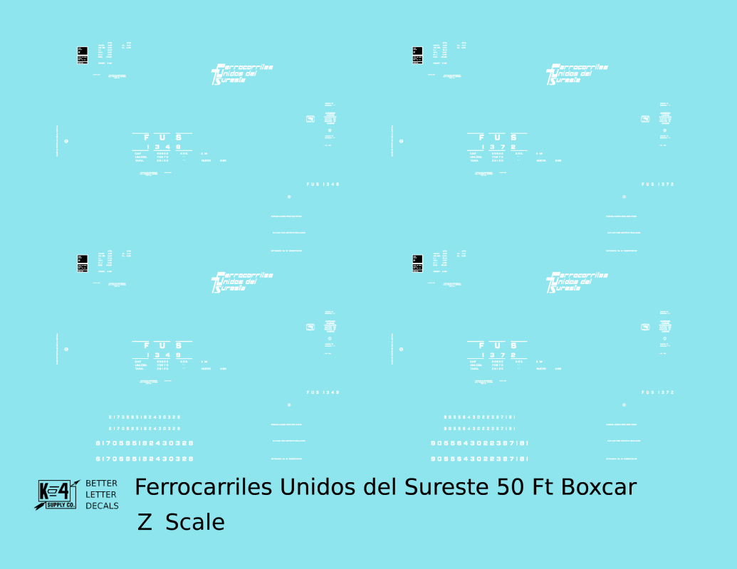 Ferrocarriles Unidos Del Sureste 50 Ft Ribbed Boxcar White Mexico