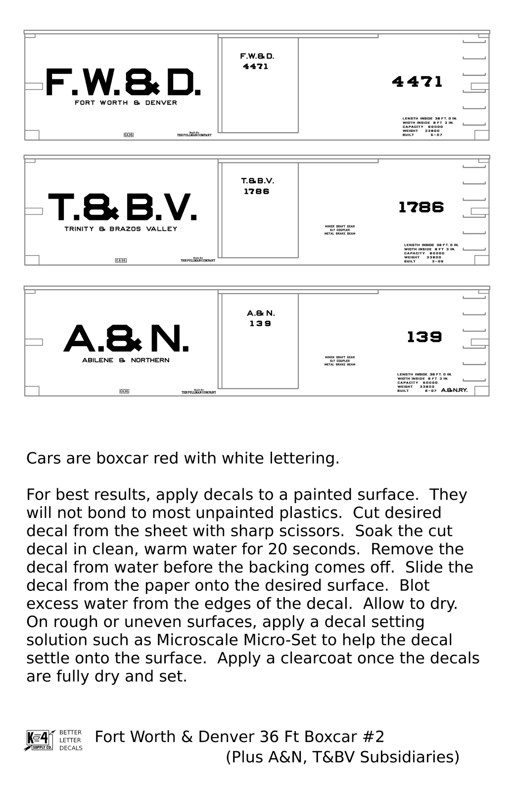 Fort Worth and Denver, Trinity and Brazos Valley, Abilene and Northern 36 Ft Wood Boxcar White