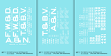Fort Worth and Denver, Trinity and Brazos Valley, Abilene and Northern 36 Ft Wood Boxcar White  - Decal - Choose Scale