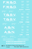 Fort Worth and Denver, Trinity and Brazos Valley, Abilene and Northern 36 Ft Wood Boxcar White  - Decal - Choose Scale