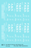 Fort Worth and Denver, Trinity and Brazos Valley, Abilene and Northern 36 Ft Wood Boxcar White  - Decal - Choose Scale