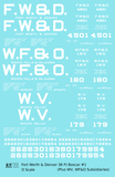 Fort Worth and Denver, Wichita Falls and Oklahoma, Wichita Valley 36 Ft Wood Boxcar White  - Decal Sheet